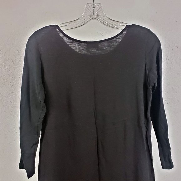 Logo Lavish Women's Black Layered Lace Blue Leaf Embroidered Shirt Top Blouse - Picture 9 of 14